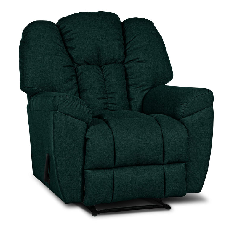 Linen Upholstered Rocking & Rotating Recliner Chair With Bed Mode - Dark Green - Penhaligon&