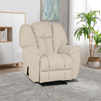 Linen Upholstered Rocking & Rotating Recliner Chair With Bed Mode - Light Beige - Penhaligon's