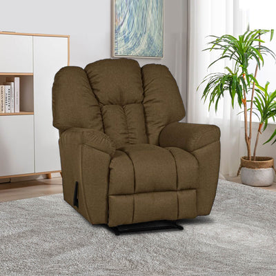 Linen Upholstered Rocking & Rotating Recliner Chair With Bed Mode - Brown - Penhaligon's