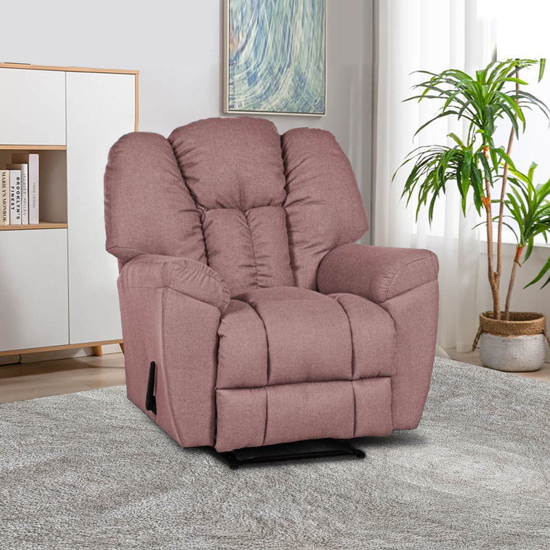 Linen Upholstered Rocking & Rotating Recliner Chair With Bed Mode - Dark Pink - Penhaligon&