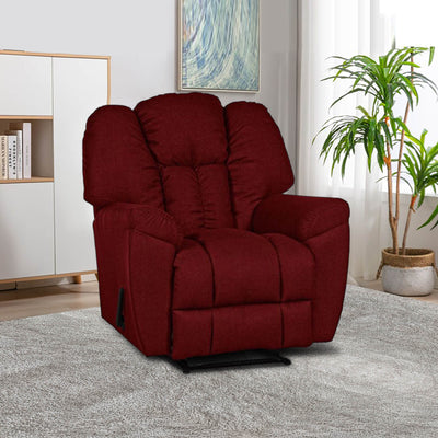 Linen Upholstered Rocking & Rotating Recliner Chair With Bed Mode - Burgundy - Penhaligon's