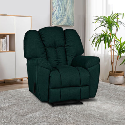 Linen Upholstered Rocking & Rotating Recliner Chair With Bed Mode - Dark Green - Penhaligon's