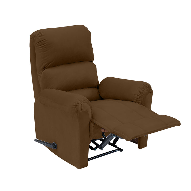 Velvet Rocking & Rotating Recliner Chair - Brown - AB09