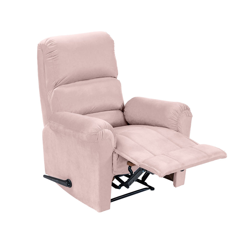 Velvet Rocking Recliner Chair - Light Pink - AB09