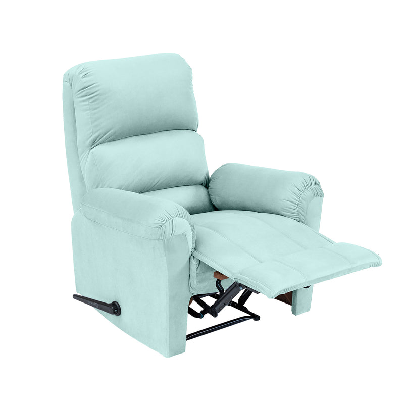 Velvet Rocking & Rotating Recliner Chair - Light Turquoise - AB09