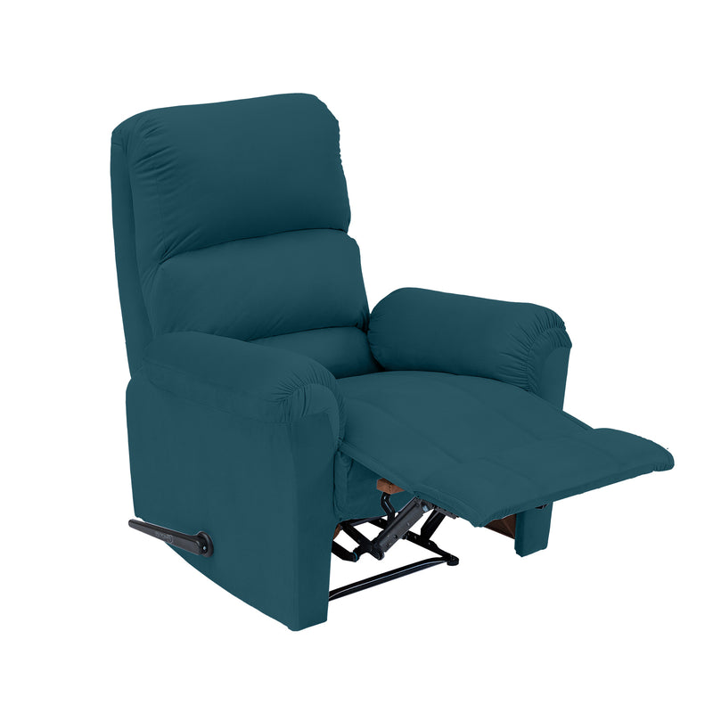 Velvet Rocking Recliner Chair - Dark Turquoise - AB09