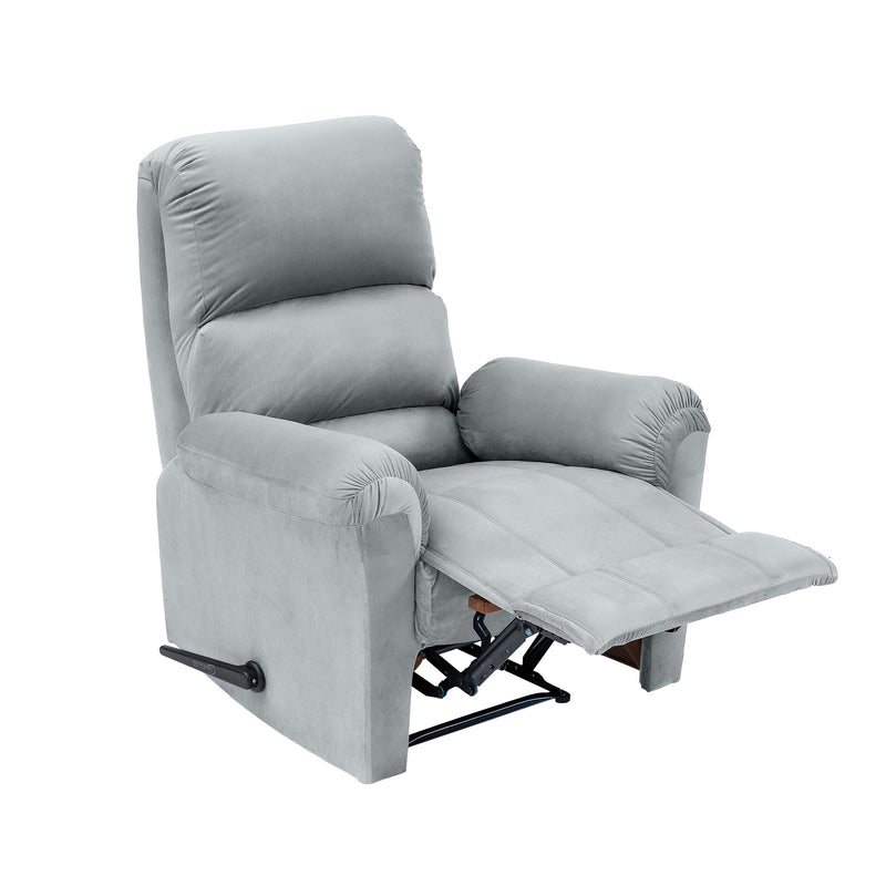 Velvet Rocking & Rotating Recliner Chair - Grey - AB09