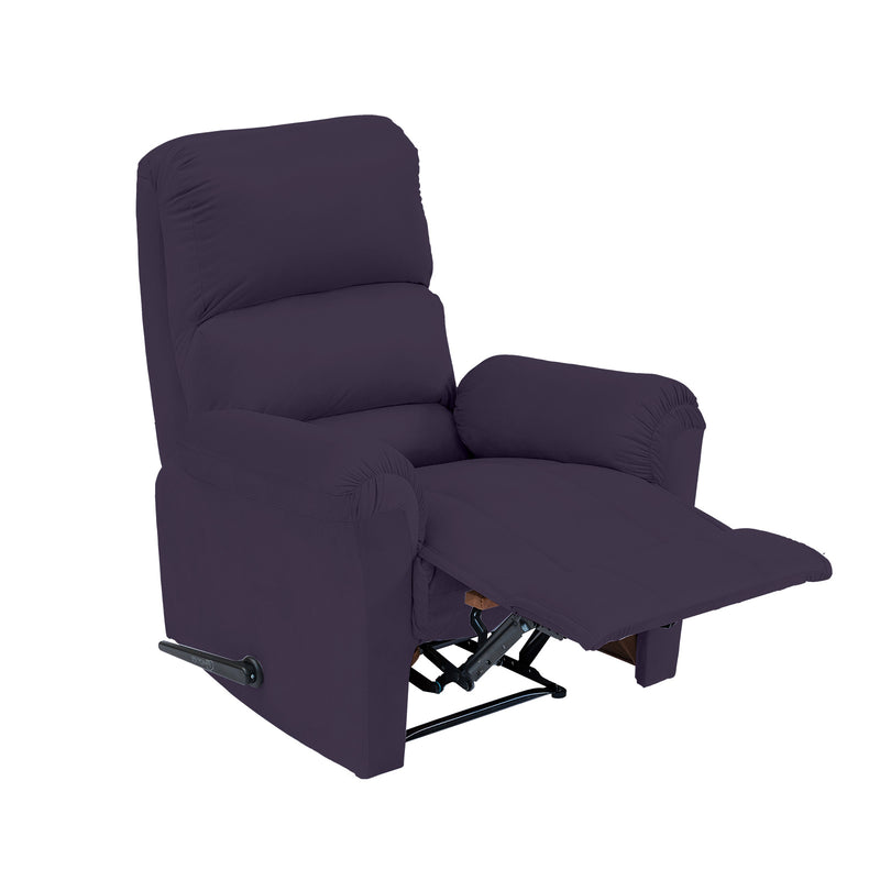 Velvet Rocking Recliner Chair - Dark Purple - AB09
