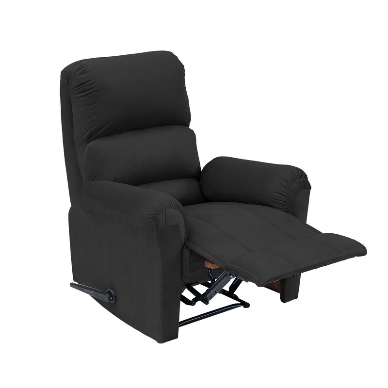 Velvet Rocking Recliner Chair - Black - AB09