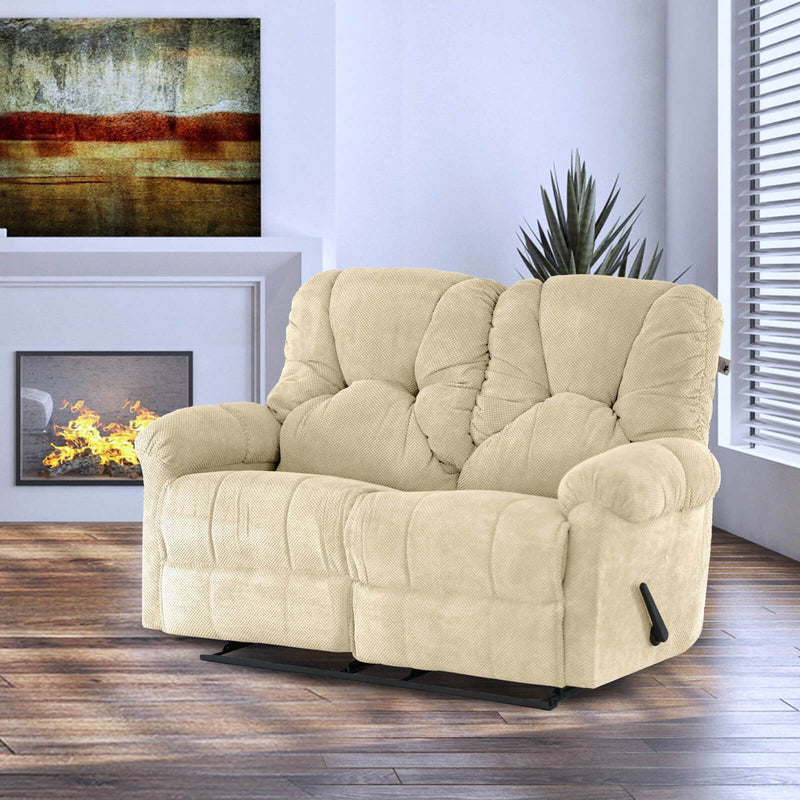 Velvet Double Recliner Chair - Light Beige - American Polo