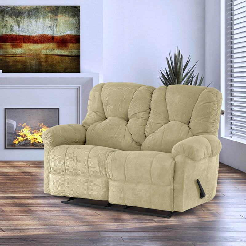 Velvet Double Recliner Chair - Dark Ivory - American Polo