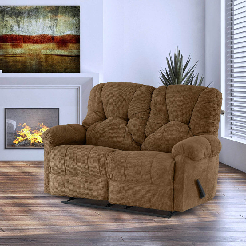 Velvet Double Recliner Chair - Light Brown - American Polo