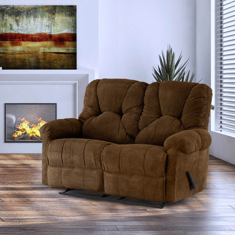 Velvet Double Recliner Chair - Brown - American Polo