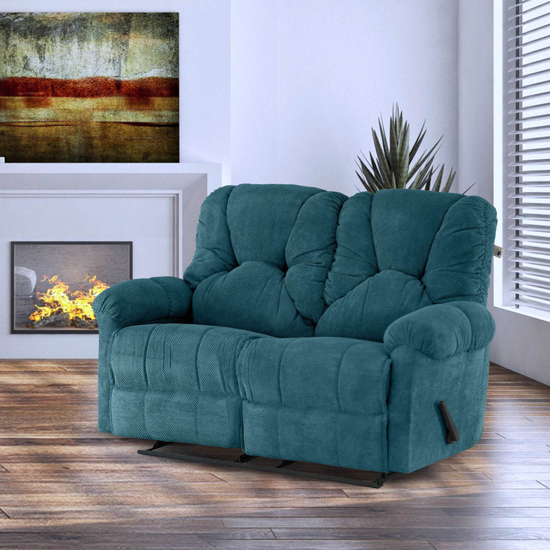 Velvet Double Recliner Chair - Dark Turquoise - American Polo