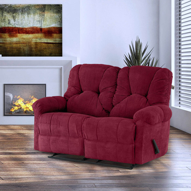 Velvet Double Recliner Chair - Burgundy - American Polo