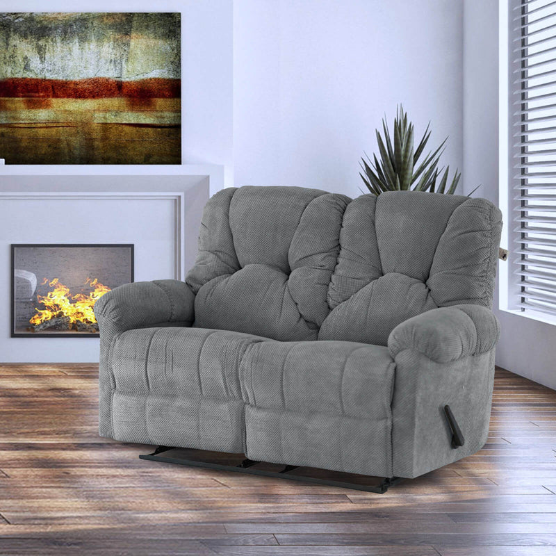 Velvet Double Recliner Chair - Grey - American Polo