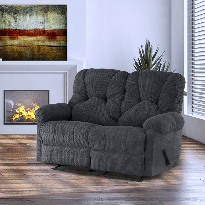 Velvet Double Recliner Chair - Dark Grey - American Polo