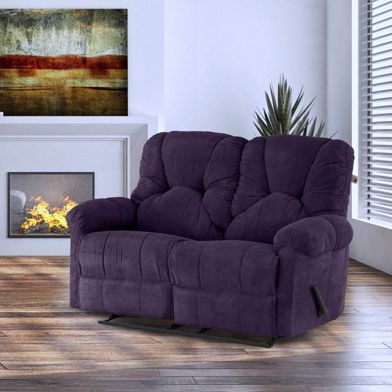 Velvet Double Recliner Chair - Dark Purple - American Polo