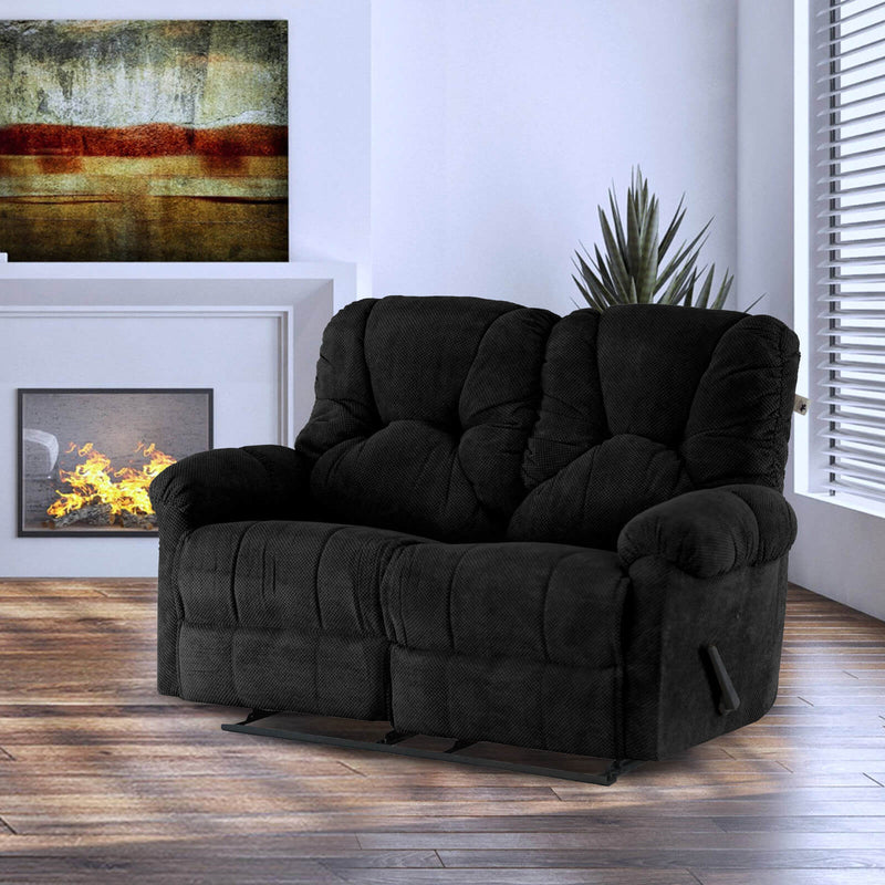 Velvet Double Recliner Chair - Black - American Polo