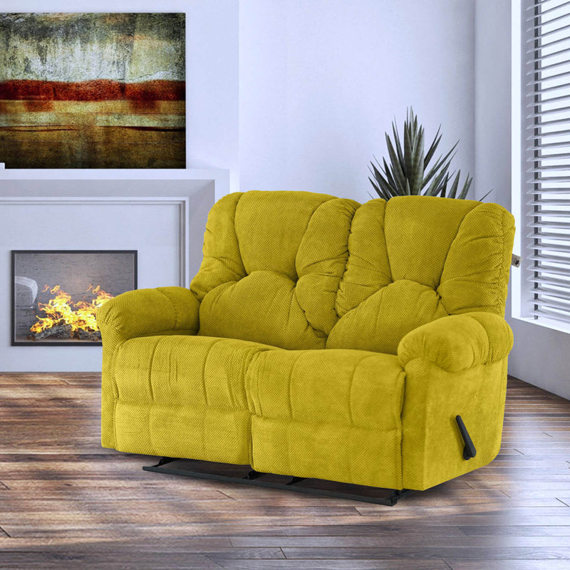 Velvet Double Recliner Chair - Gold - American Polo