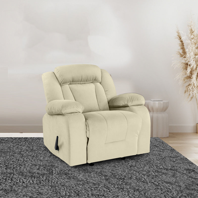 Velvet Rocking Recliner Chair - Light Beige - NZ50