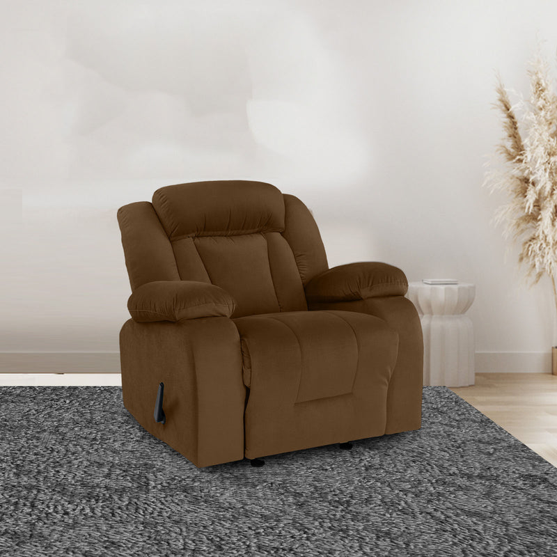 Velvet Rocking & Rotating Recliner Chair - Brown - NZ50