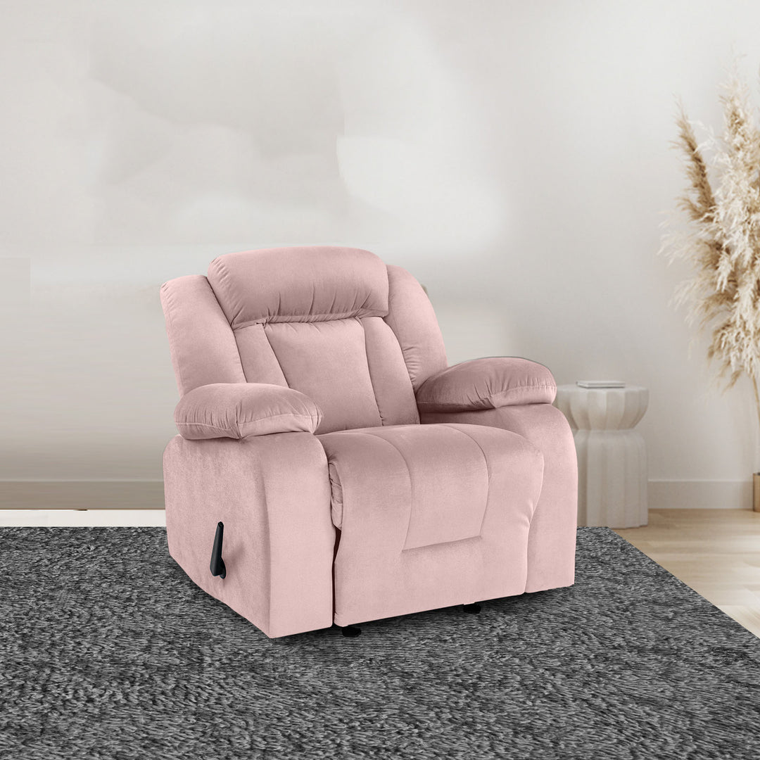 Pink velvet recliner sale