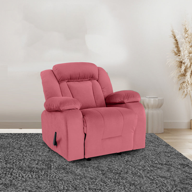 Velvet Rocking & Rotating Recliner Chair - Dark Pink - NZ50