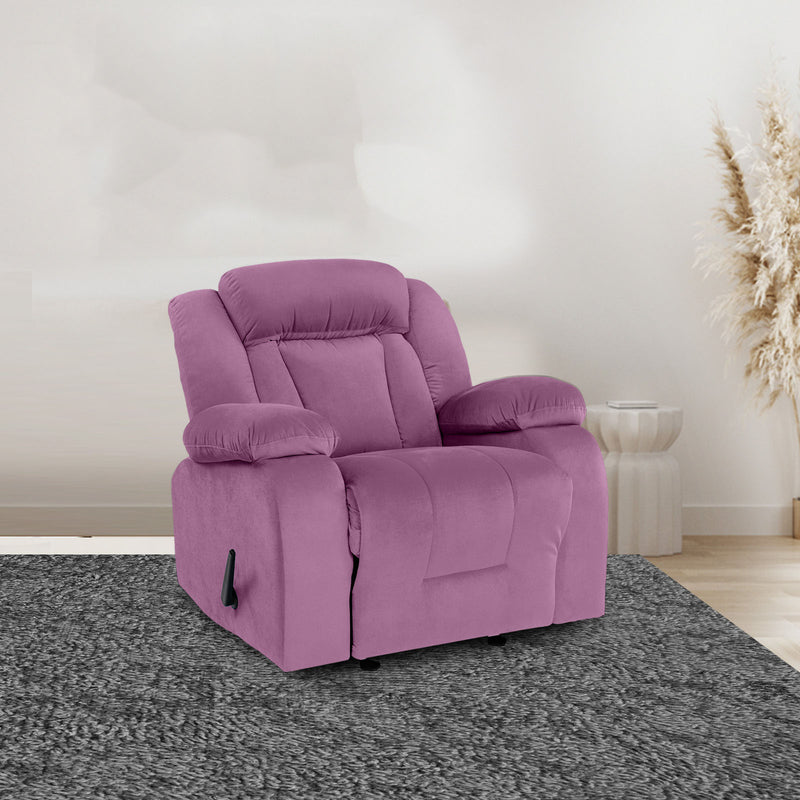 Velvet Rocking & Rotating Recliner Chair - Light Purple - NZ50