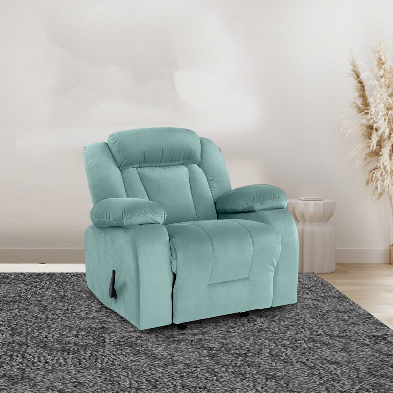 Velvet Rocking Recliner Chair - Light Turquoise - NZ50