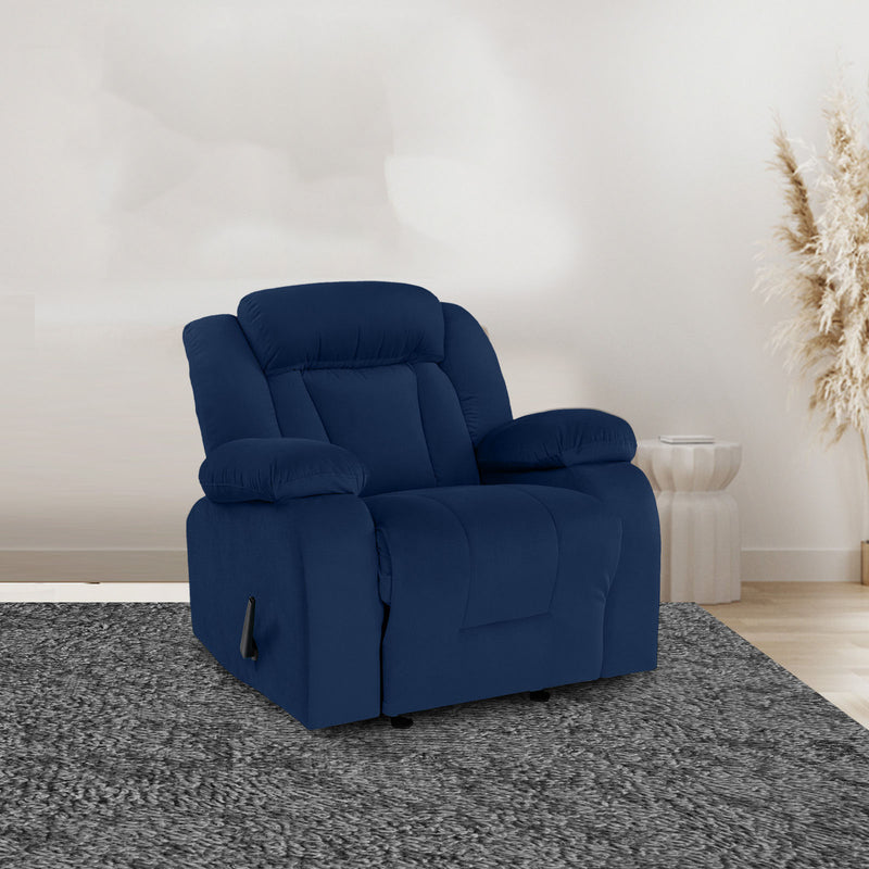 Velvet Rocking & Rotating Recliner Chair - Dark Blue - NZ50