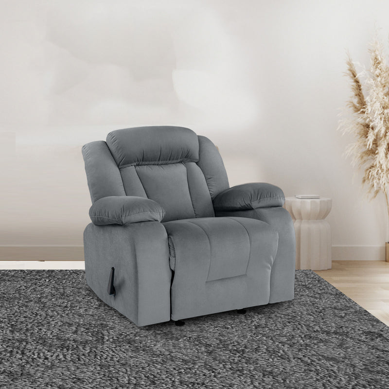 Velvet Rocking Recliner Chair - Grey - NZ50