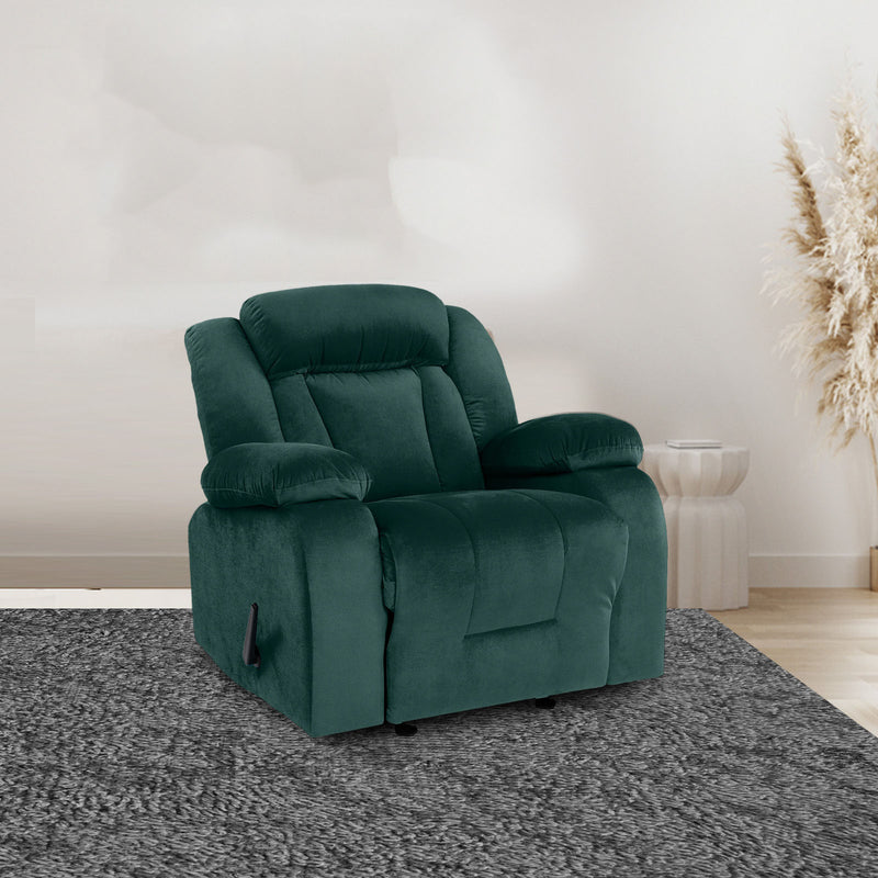 Velvet Classic Recliner Chair - Dark Green - NZ50