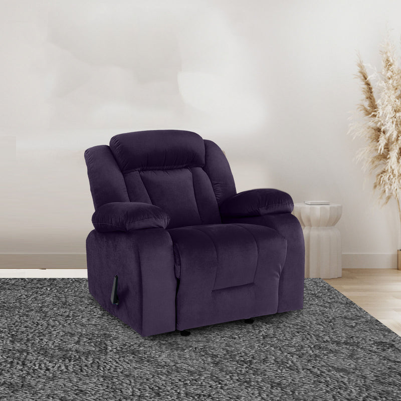 Velvet Rocking & Rotating Recliner Chair - Dark Purple - NZ50