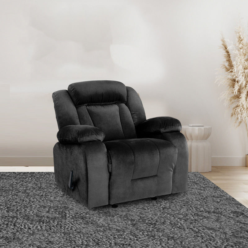 Velvet Classic Recliner Chair - Black - NZ50