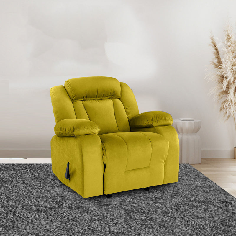 Velvet Rocking & Rotating Recliner Chair - Gold - NZ50