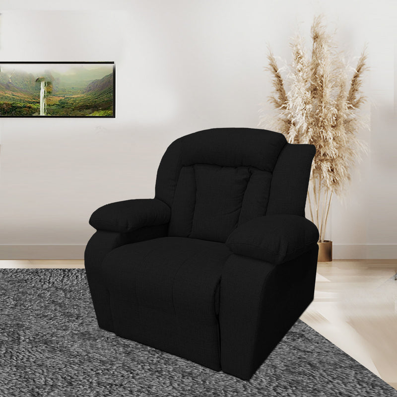 Linen Upholstered Rocking & Rotating Recliner Chair With Bed Mode From In House - Black - NZ50