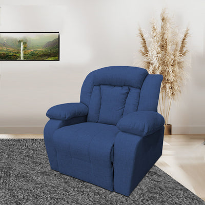 Linen Upholstered Classic Recliner Chair With Bed Mode From In House - Dark Blue - NZ50