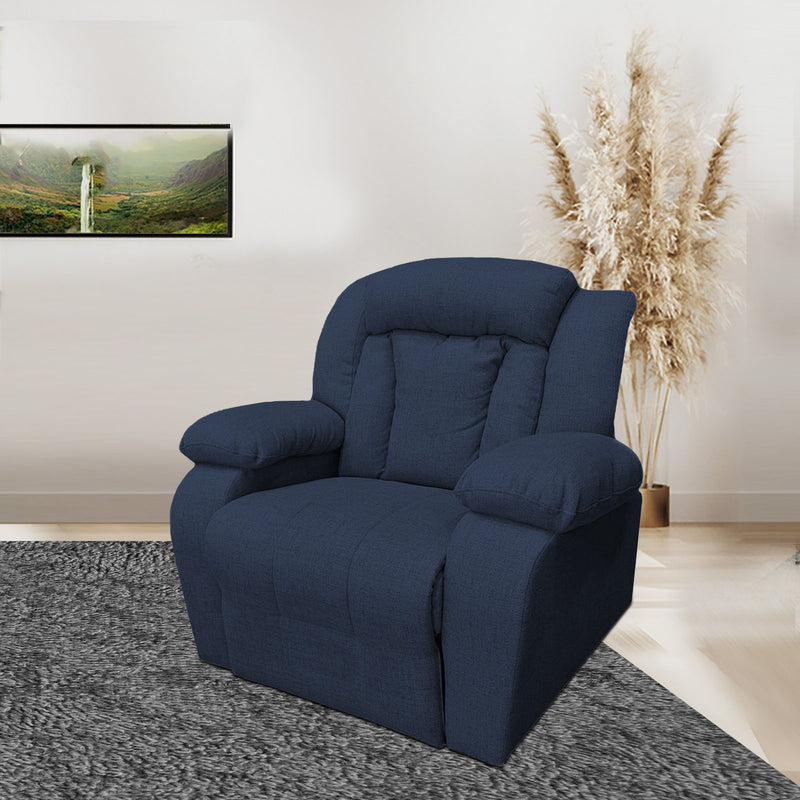 Linen Upholstered Rocking Recliner Chair With Bed Mode From In House - Navy Blue - NZ50