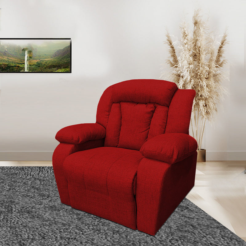 Linen Upholstered Rocking Recliner Chair With Bed Mode From In House - Red - NZ50