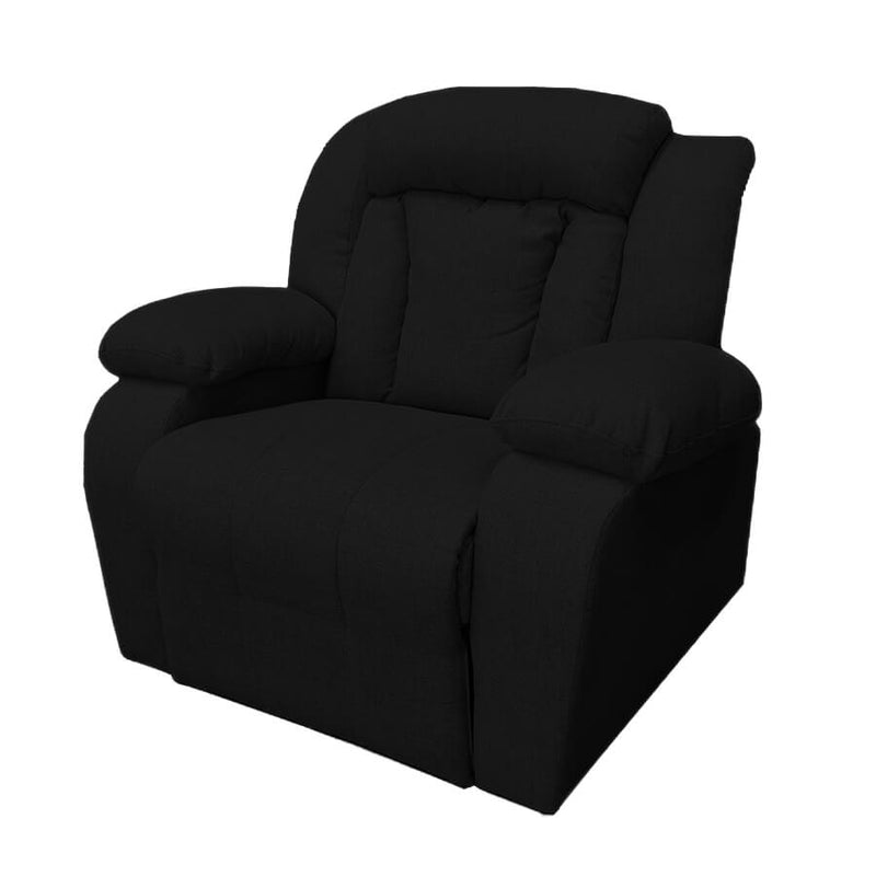 Linen Upholstered Rocking & Rotating Recliner Chair With Bed Mode From In House - Black - NZ50