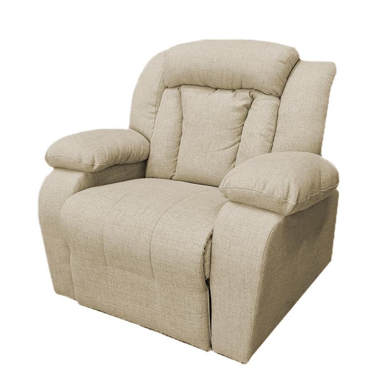 Linen Upholstered Rocking Recliner Chair With Bed Mode From In House - Pale Beige - NZ50