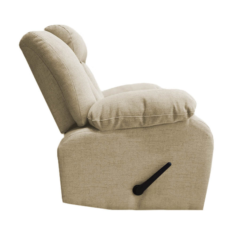 Linen Upholstered Rocking & Rotating Recliner Chair With Bed Mode From In House - Pale Beige - NZ50