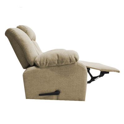 Linen Upholstered Rocking Recliner Chair With Bed Mode From In House - Pale Beige - NZ50