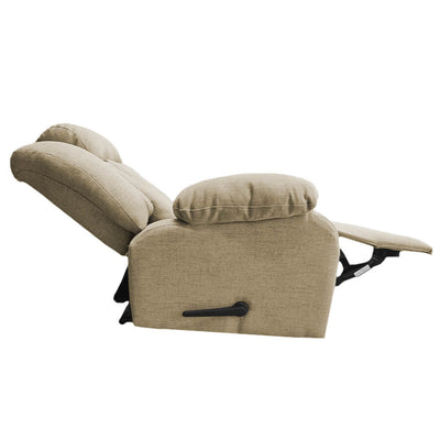 Linen Upholstered Rocking Recliner Chair With Bed Mode From In House - Pale Beige - NZ50