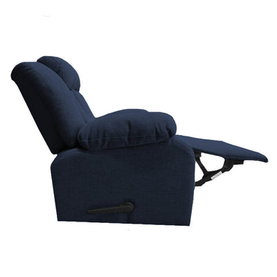 Linen Upholstered Rocking Recliner Chair With Bed Mode From In House - Navy Blue - NZ50