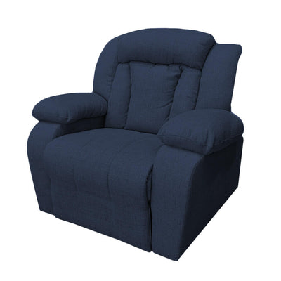 Linen Upholstered Rocking & Rotating Recliner Chair With Bed Mode From In House - Navy Blue - NZ50