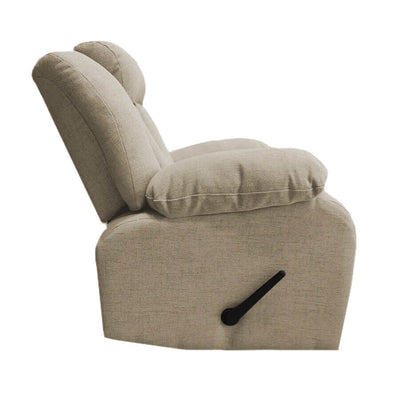 Linen Upholstered Rocking & Rotating Recliner Chair With Bed Mode From In House - Pale Brown - NZ50