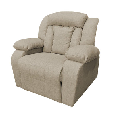 Linen Upholstered Rocking & Rotating Recliner Chair With Bed Mode From In House - Pale Brown - NZ50