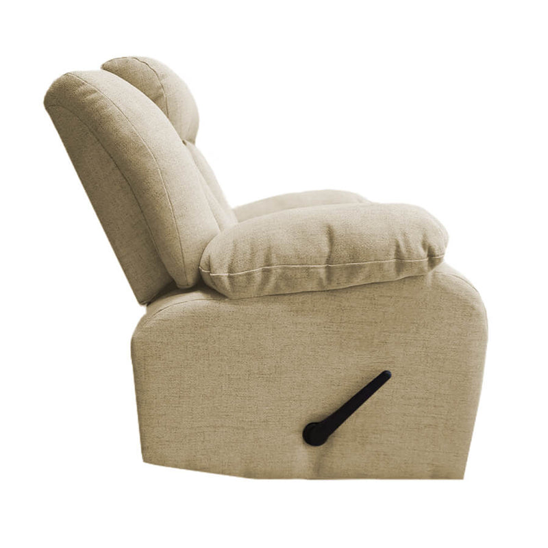 Linen Upholstered Rocking & Rotating Recliner Chair With Bed Mode From In House - Off White - NZ50